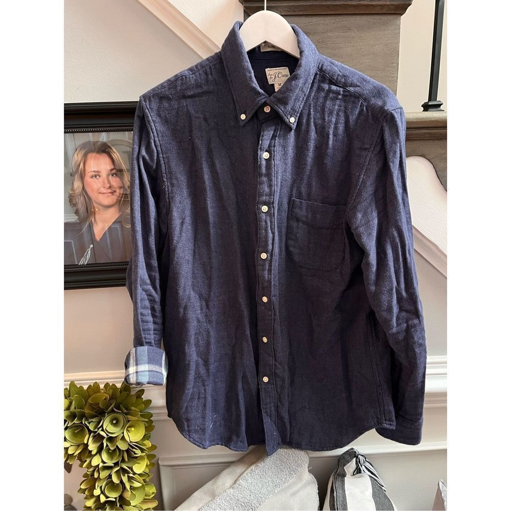 Sewn For J. Crew Blue Soft Flannel Button Up Shirt Sz M